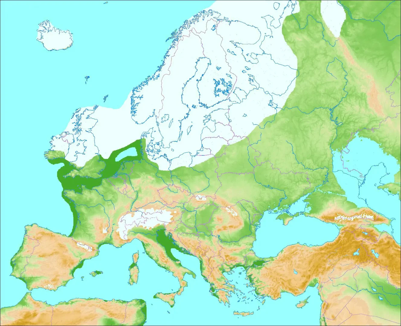 Gletscherbedeckung-in-Europa-weisse-Flaeche